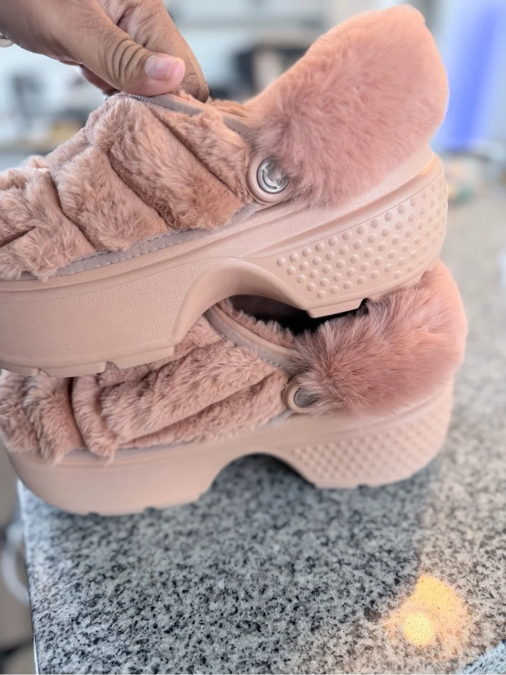 CROCS Kids Blush Pink Fuzzy Lined Clog
